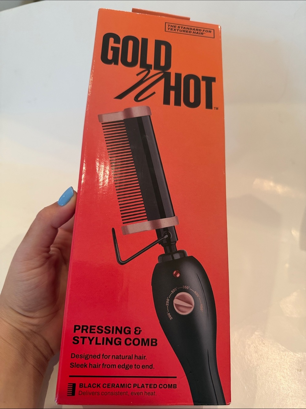 NWT Gold N Hoy Black Ceramic Played Pressing & Styling Comb - Black